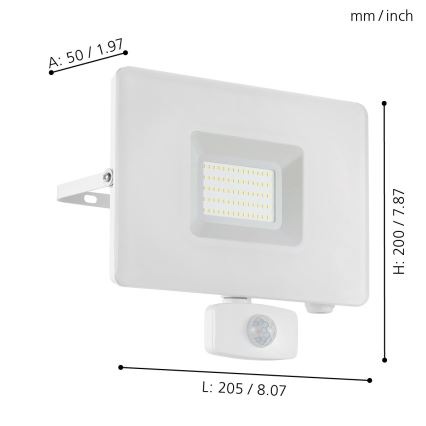 Eglo - Holofote LED com sensor LED/50W/230V IP44