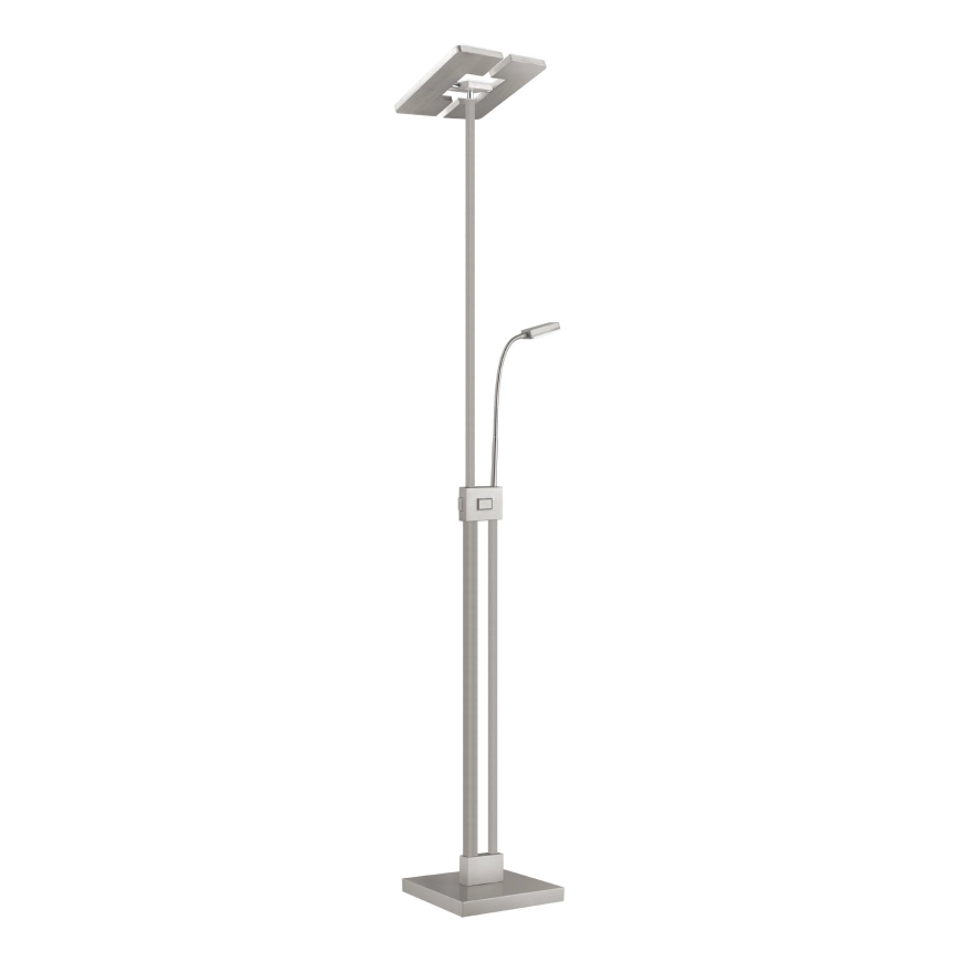 Eglo 33182 - Candeeiro de chão LED com regulação SOLANO 1xLED/26W/230V +1xLED/3,2W 3000K cromado mate