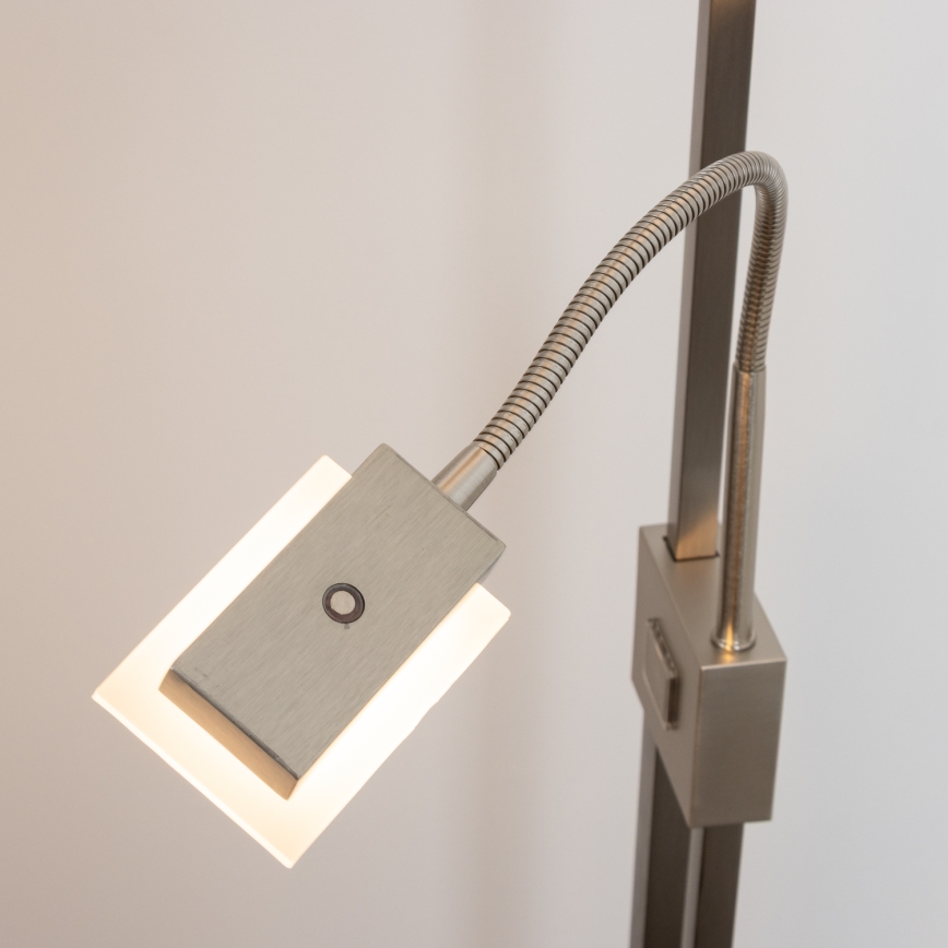 Eglo 33182 - Candeeiro de chão LED com regulação SOLANO 1xLED/26W/230V +1xLED/3,2W 3000K cromado mate