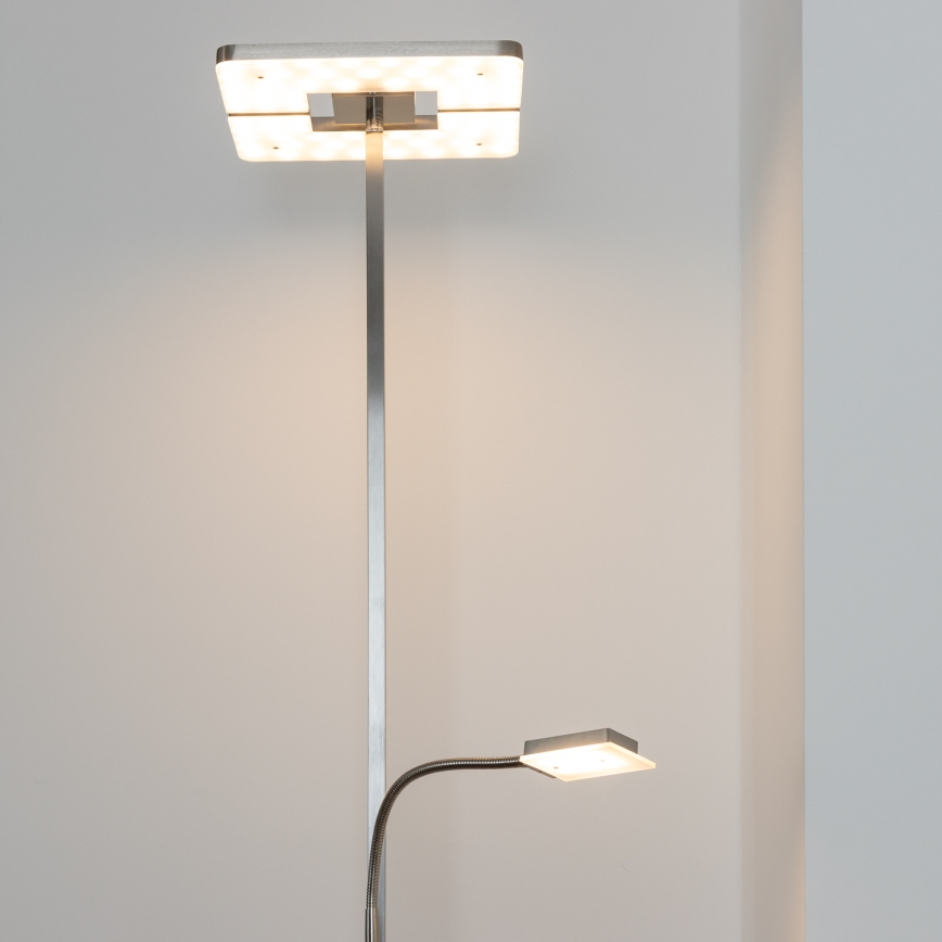 Eglo 33182 - Candeeiro de chão LED com regulação SOLANO 1xLED/26W/230V +1xLED/3,2W 3000K cromado mate