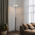 Eglo 33182 - Candeeiro de pé LED regulável SOLANO 1xLED/26W/230V + 1xLED/3,2W 3000K cromo mate