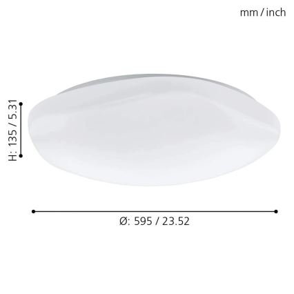 Eglo 33272 - Iluminação de teto LED RGBW com regulação TOTARI-C LED/34W/230V 2700-6500K branco + comando