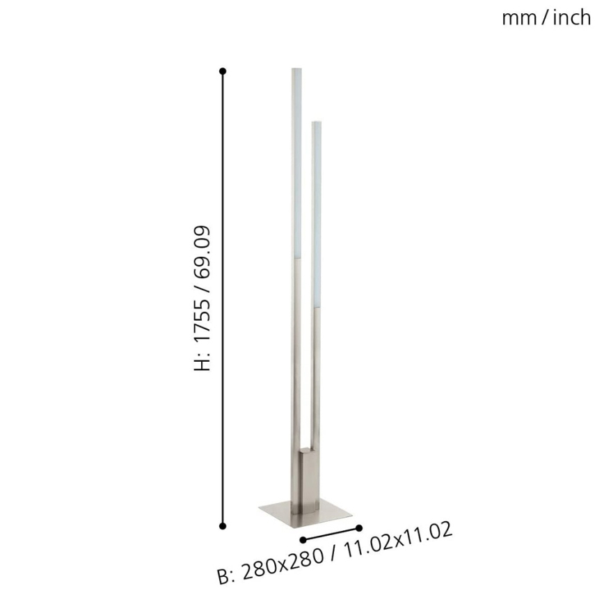 Eglo 33323 - Candeeiro de chão LED RGBW com regulação FRAIOLI-C 2xLED/17W/230V 2700-6500K cromado mate