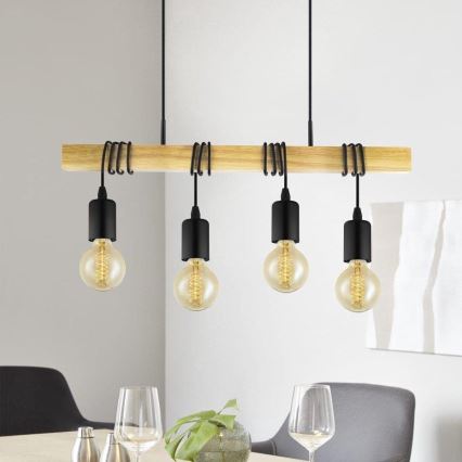 Eglo 33378 - Candeeiro suspenso LED TOWNSHEND 4xE27/4W/230V 2200K bege/preto