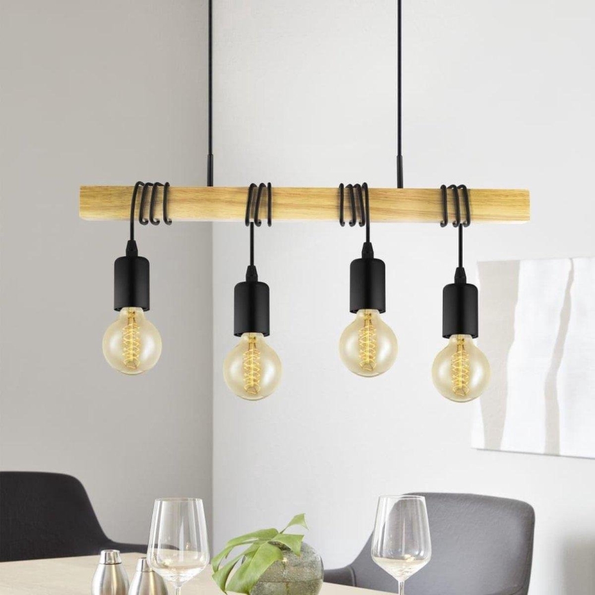Eglo 33378 - Candeeiro suspenso LED TOWNSHEND 4xE27/4W/230V 2200K bege/preto