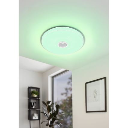 Eglo - Iluminação de teto LED RGBW para casa de banho com regulação com colunas LED/19W/230V 3000-6500K IP44 diâmetro 39 cm branco + comando