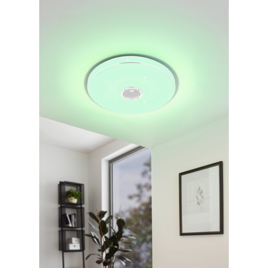 Eglo - Iluminação de teto LED RGBW para casa de banho com regulação com colunas LED/19W/230V 3000-6500K IP44 diâmetro 39 cm branco + comando