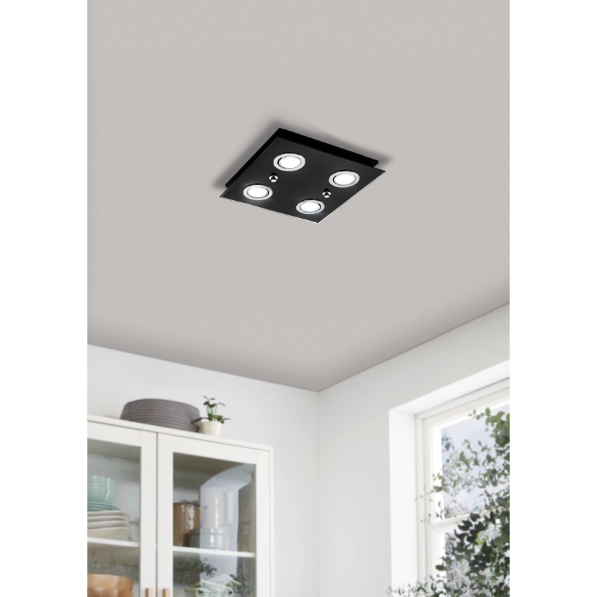 Eglo - Iluminação de teto LED 4xGU10/2,8W/230V 3000K preto