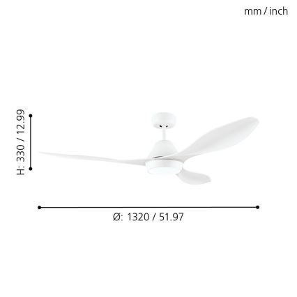 Eglo - Ventoinha de teto LED/18W/230V + comando