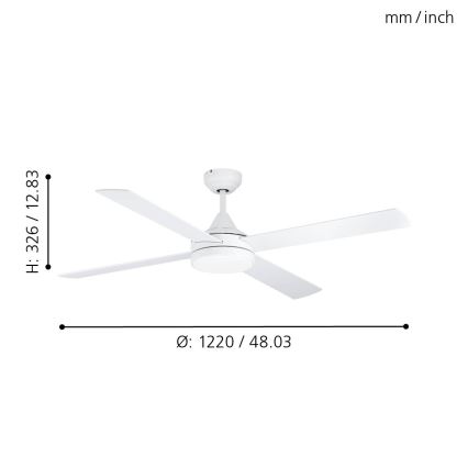 Eglo - Ventoinha de teto LED LED/20W/230V 3000/4000/5000K + comando branco
