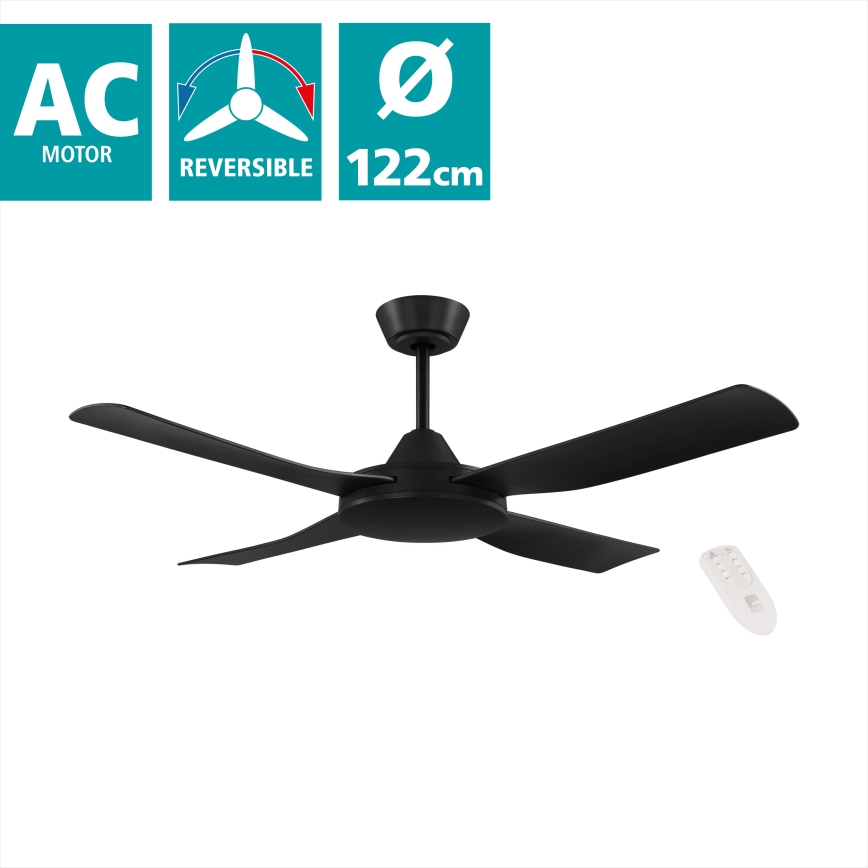 Eglo - Ventoinha de teto 52W/230V preto + controlo remoto