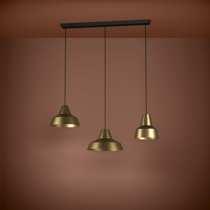 Eglo - Candeeiro suspenso 3xE27/40W/230V dourado