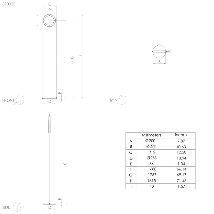 Eglo - Candeeiro de chão LED com regulação LED/20W/230V 3000K preto