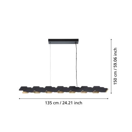 Eglo - Candeeiro suspenso LED com regulação LED/44W/230V 3000K preto/dourado