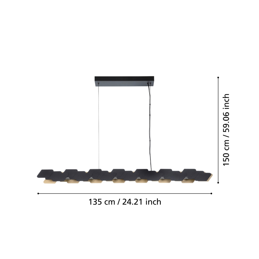 Eglo - Candeeiro suspenso LED com regulação LED/44W/230V 3000K preto/dourado