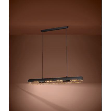 Eglo - Candeeiro suspenso 4xE27/40W/230V preto/dourado