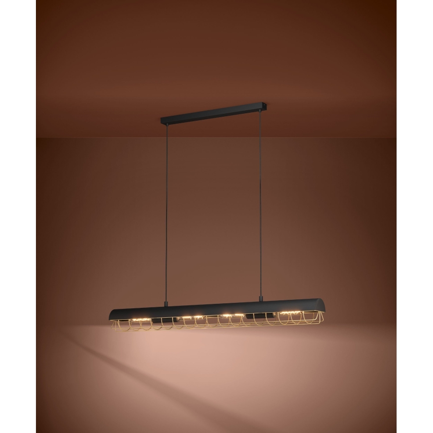 Eglo - Candeeiro suspenso 4xE27/40W/230V preto/dourado