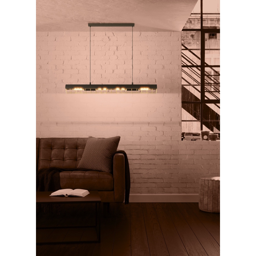 Eglo - Candeeiro suspenso 4xE27/40W/230V preto/dourado