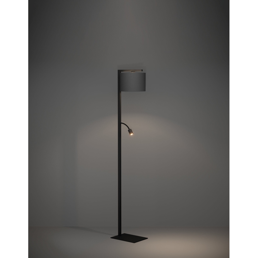 Eglo - Candeeiro de chão LED 1xE27/40W/230V + LED/3,8W 3000K preto