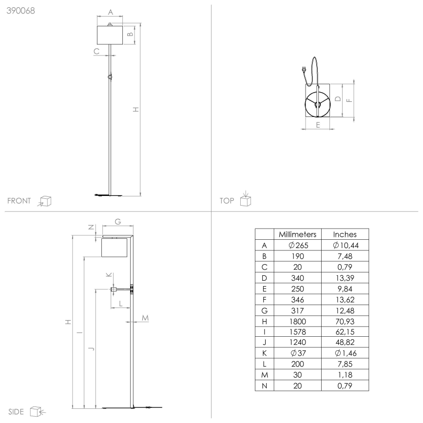 Eglo - Candeeiro de chão LED 1xE27/40W/230V + LED/3,8W 3000K preto