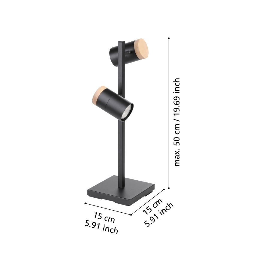 Eglo - Candeeiro de mesa LED 2xGU10/4,5W/230V 3000K preto/castanho