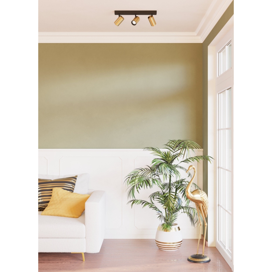 Eglo - Foco LED 3xGU10/4,5W/230V 3000K preto/dourado
