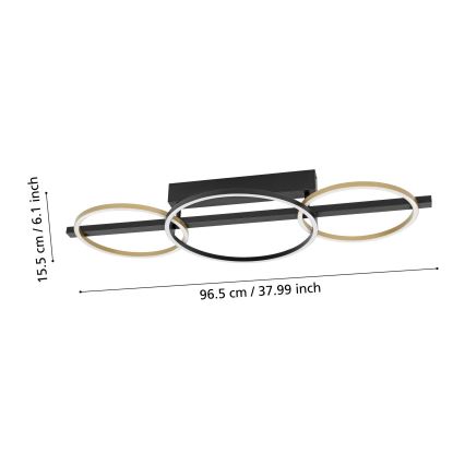 Eglo - Candeeiro integrado LED com regulação 2xLED/12,5W/230V + LED/15,5W 3000K preto