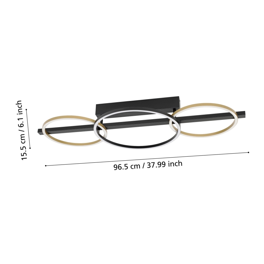 Eglo - Candeeiro integrado LED com regulação 2xLED/12,5W/230V + LED/15,5W 3000K preto