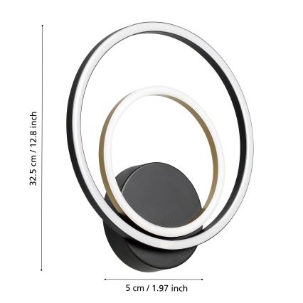 Eglo - Iluminação de parede LED LED/12W/230V 3000K + 4xLED/2,1W 3000K preto