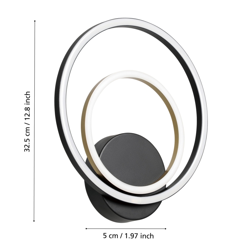 Eglo - Iluminação de parede LED LED/12W/230V 3000K + 4xLED/2,1W 3000K preto