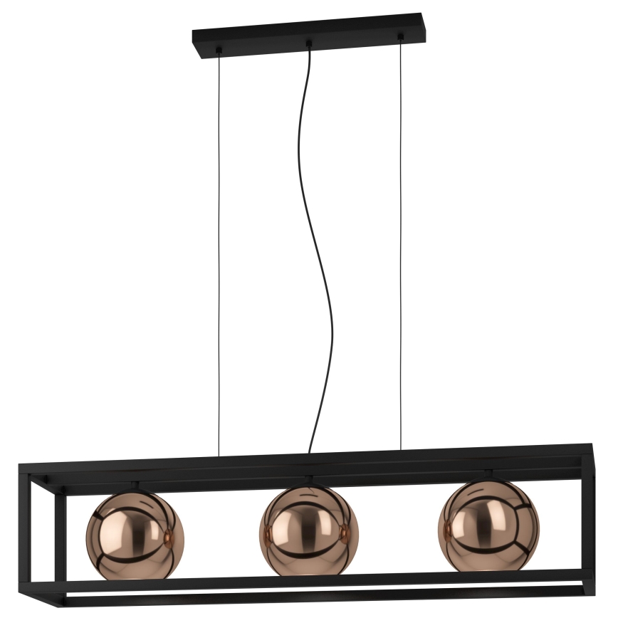 Eglo - Candeeiro suspenso 3xE27/40W/230V cobre/preto
