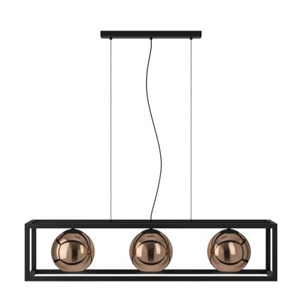 Eglo - Candeeiro suspenso 3xE27/40W/230V cobre/preto