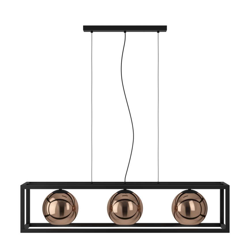 Eglo - Candeeiro suspenso 3xE27/40W/230V cobre/preto