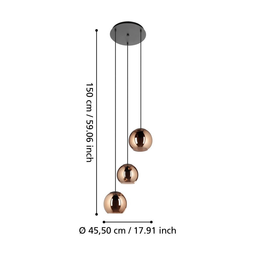 Eglo - Candeeiro suspenso 3xE27/40W/230V cobre