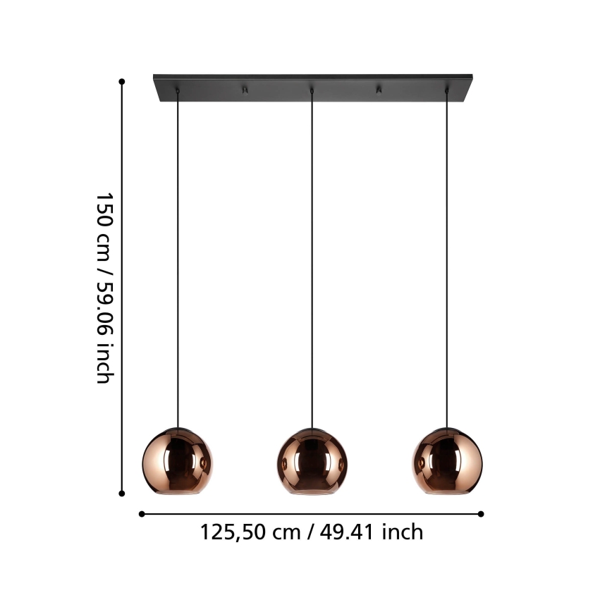 Eglo - Candeeiro suspenso 3xE27/40W/230V cobre