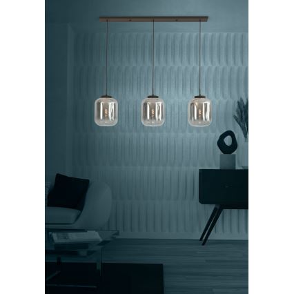 Eglo - Candeeiro suspenso 3xE27/40W/230V fumado