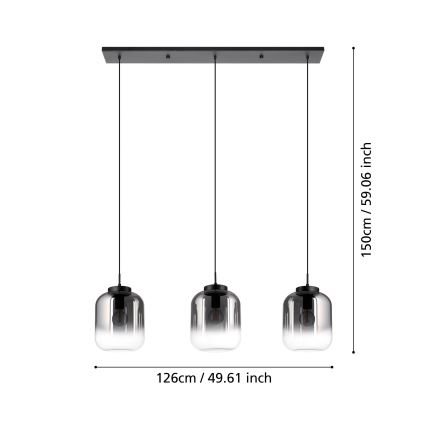 Eglo - Candeeiro suspenso 3xE27/40W/230V fumado