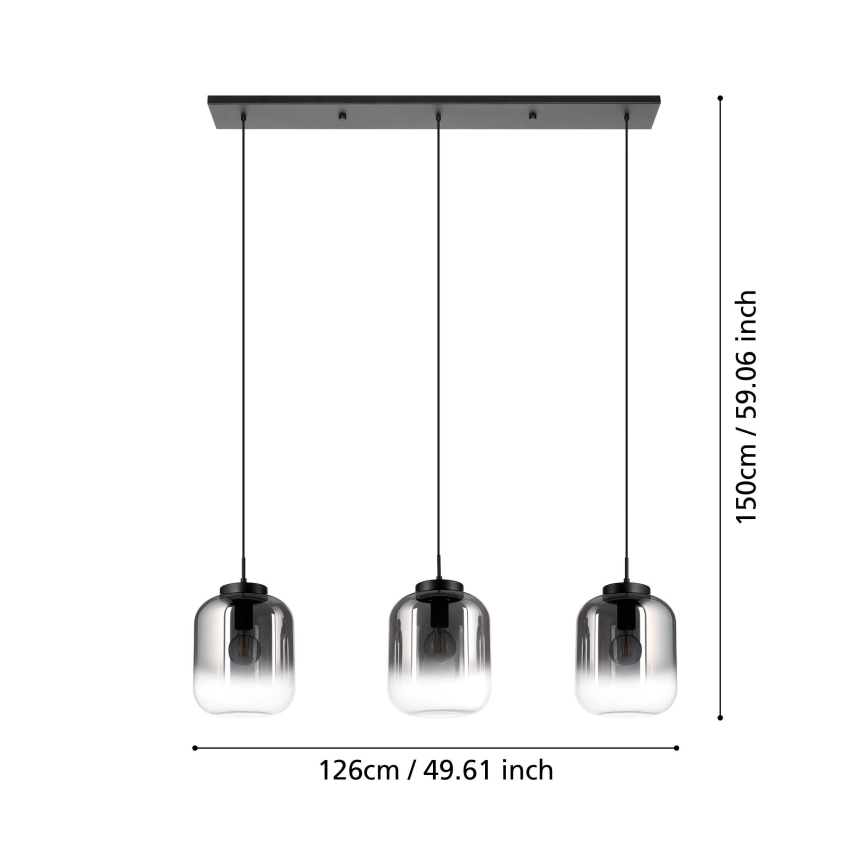 Eglo - Candeeiro suspenso 3xE27/40W/230V fumado