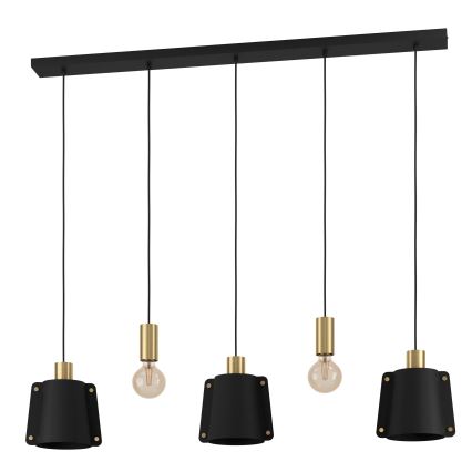 Eglo - Candeeiro suspenso 5xE27/40W/230V preto/dourado