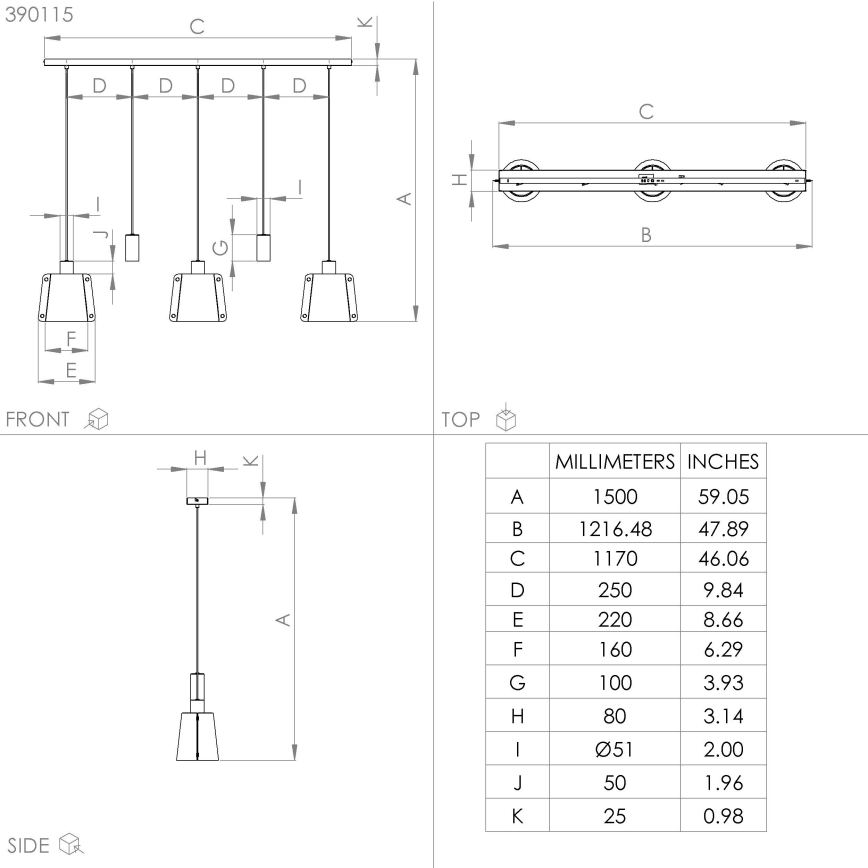 Eglo - Candeeiro suspenso 5xE27/40W/230V preto/dourado