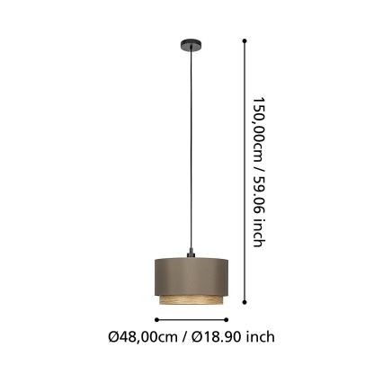 Eglo - Candeeiro suspenso 1xE27/40W/230V castanho