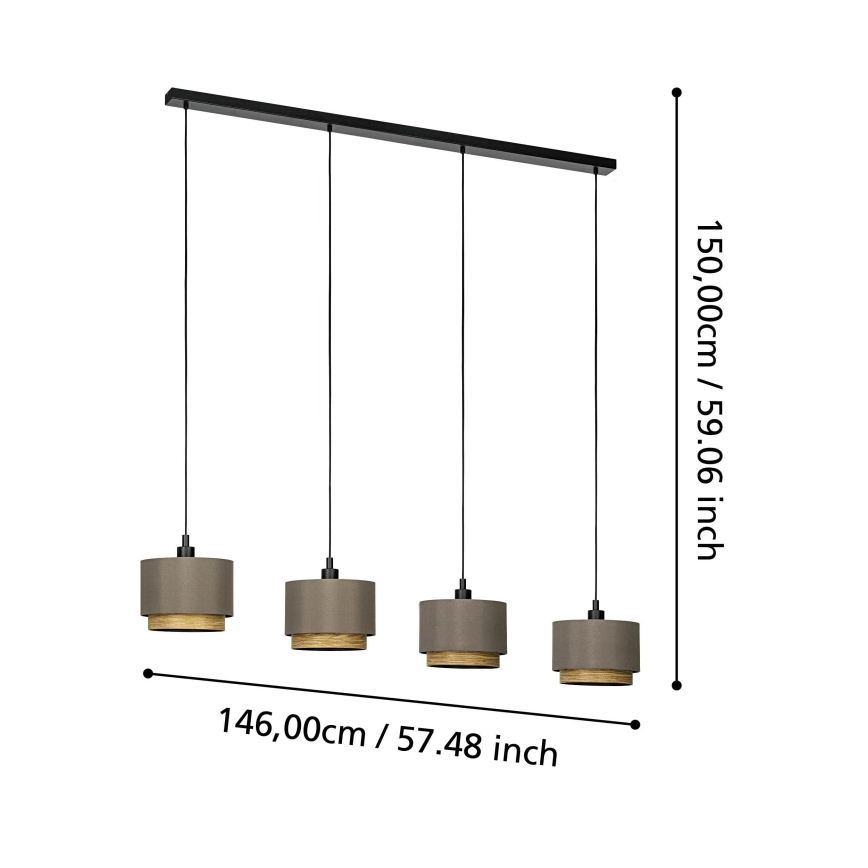 Eglo - Candeeiro suspenso 4xE27/40W/230V castanho