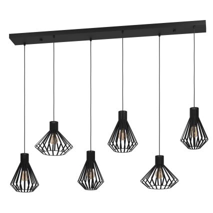 Eglo - Candeeiro suspenso 6xE27/40W/230V preto