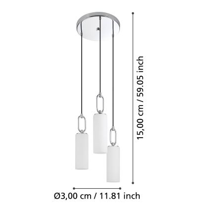 Eglo - Candeeiro suspenso 3xE27/40W/230V cromado brilhante
