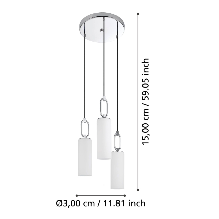 Eglo - Candeeiro suspenso 3xE27/40W/230V cromado brilhante