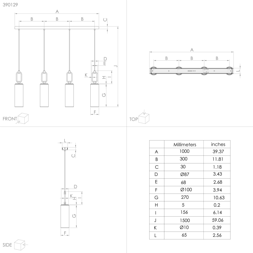 Eglo - Candeeiro suspenso 4xE27/40W/230V cromado brilhante