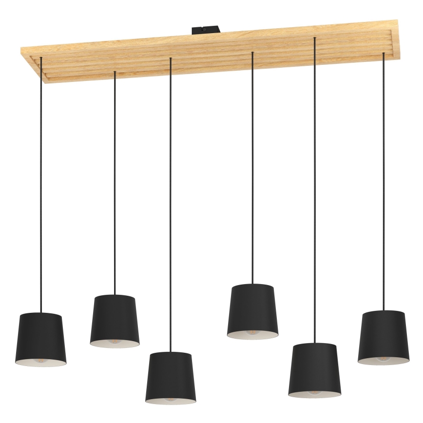 Eglo - Candeeiro suspenso 6xE27/40W/230V preto/castanho
