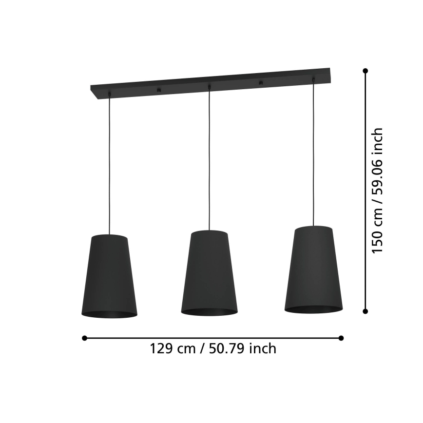 Eglo - Candeeiro suspenso 3xE27/40W/230V preto