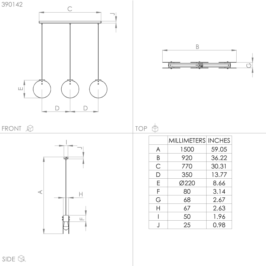 Eglo - Candeeiro suspenso 3xE27/40W/230V fumado