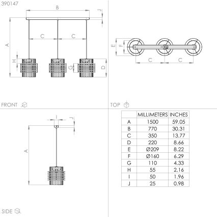 Eglo - Candeeiro suspenso 3xE27/40W/230V creme